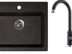 sudoper xQuadro 60 + česma Arc Lara full dark balck