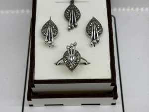 Set srebro 925 srebreni srebrni zenski prsten privjesak nausnice