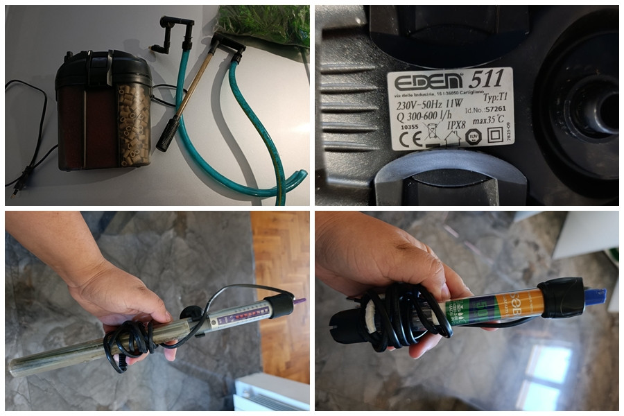 Ukrasi za akvarijum, pumpa, kanister filter, grijači, oprema
