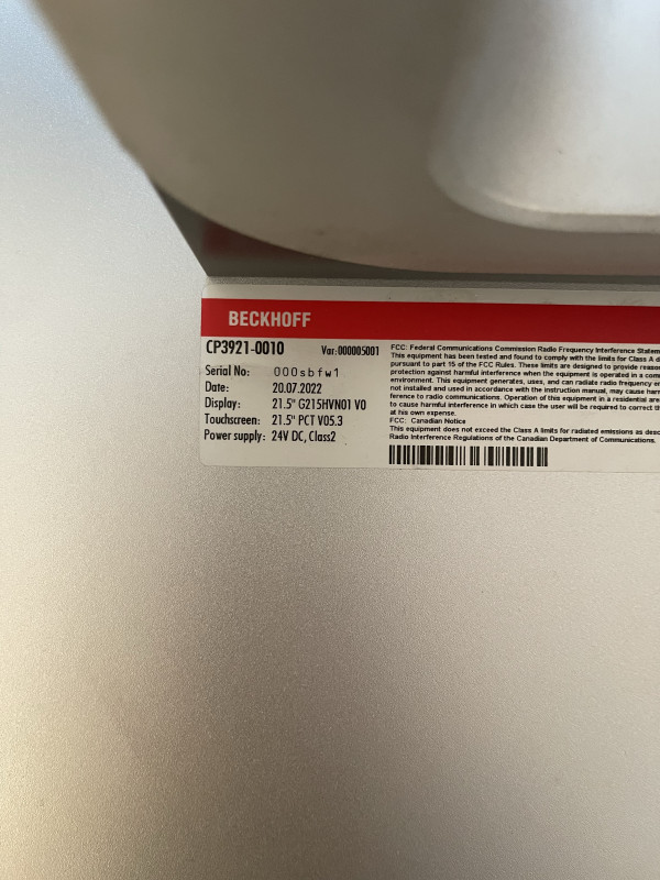 Beckhoff paneli cp3921 0010
