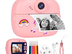Dječija kamera sa printerom K8000 32GB micro sd kartica pink roza
