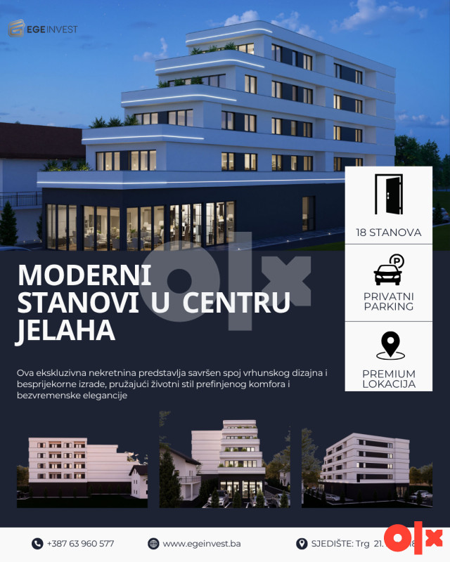 JELAH CENTAR STANOVI- od 45 do 89m2 - NOVOGRADNJA