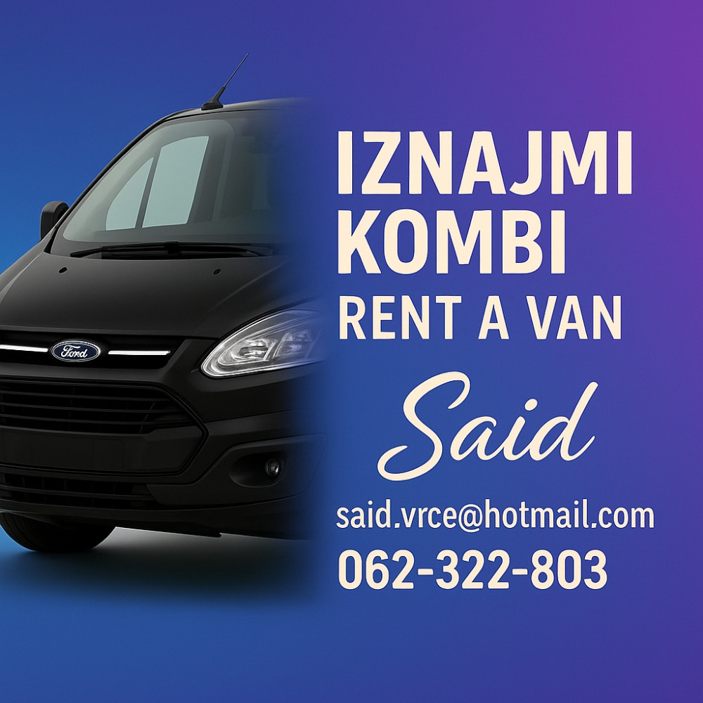 Rent a car/Iznajmljivanje vozila 8+1 sjedišta Ford Tourneo Custom
