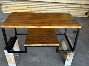 Klub sto rustik 120x60 puno drvo / metal