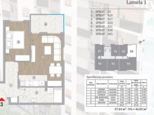 Prodajem stan u izgradnji u Doboju  Lamela 1 46,02 m2 photo 2