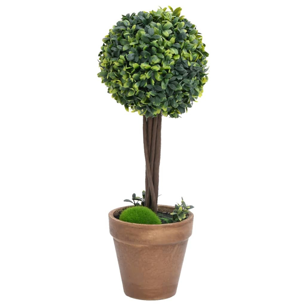 Umjetni šimširi s posudama 2 kom u obliku kugle zeleni 56 cm