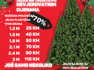 GIGA.BA NOVOGODIŠNA BOŽIĆNA PRAZNIČNA JELKA PLASTIČNA VIŠE MODELA