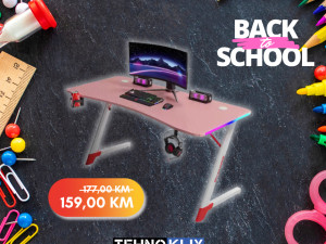 Back2School Gaming Stol RGB D2209 100x60cm Bijelo-Roza