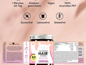 Vitamini za rast kose Bears with Benefits bez šećera 60 kom