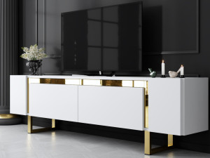 TV stalak Yildiz - bijela, zlatna