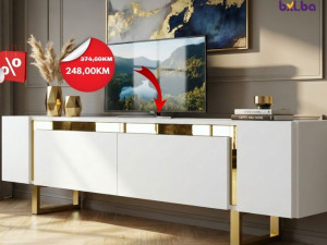 TV stalak Yildiz - bijela, zlatna