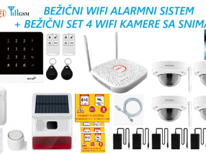 BEŽIČNI WIFI ALARM + VIDEO NADZOR 4 KAMERE I SNIMAČ