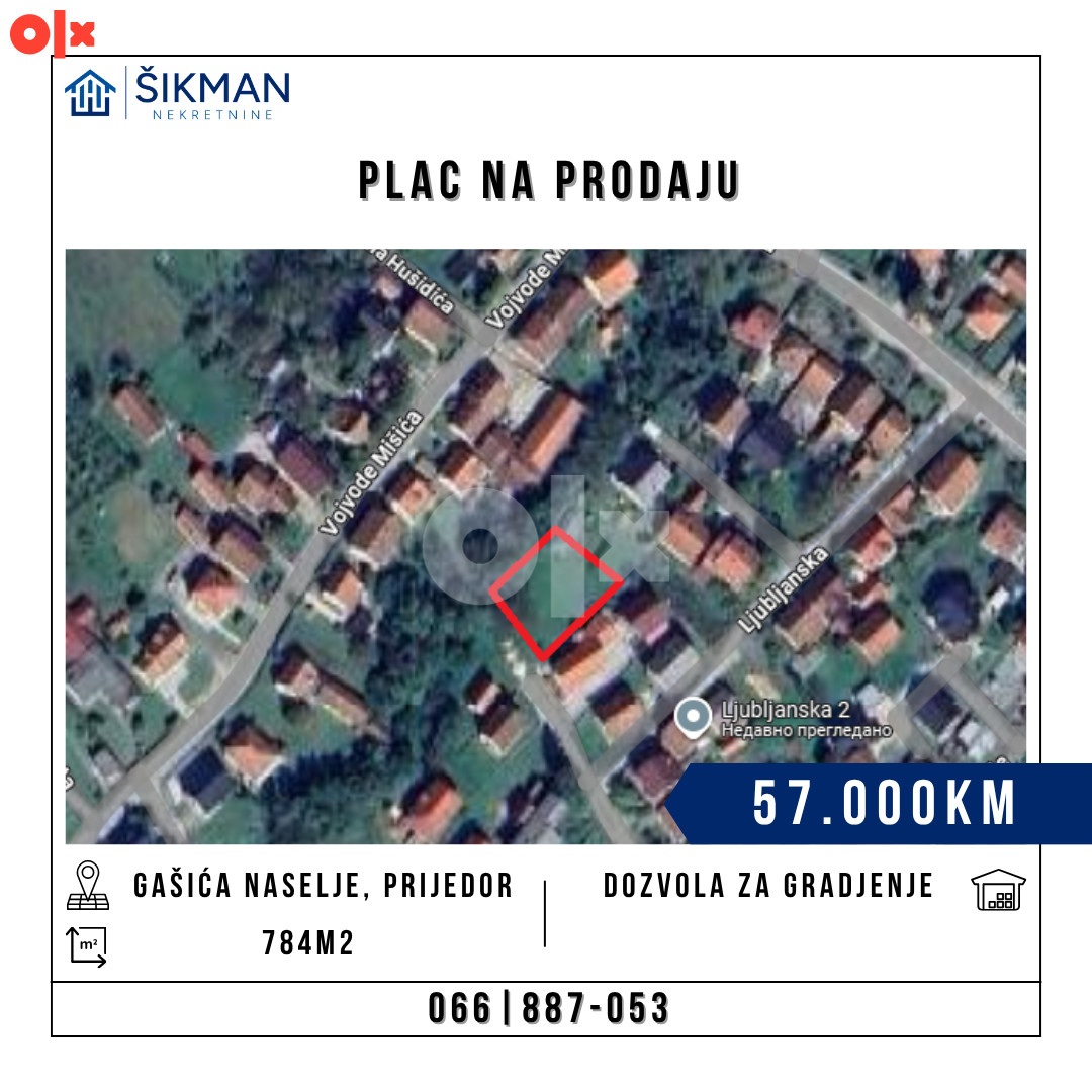 Plac Prijedor 784m2, Gašića naselje 2