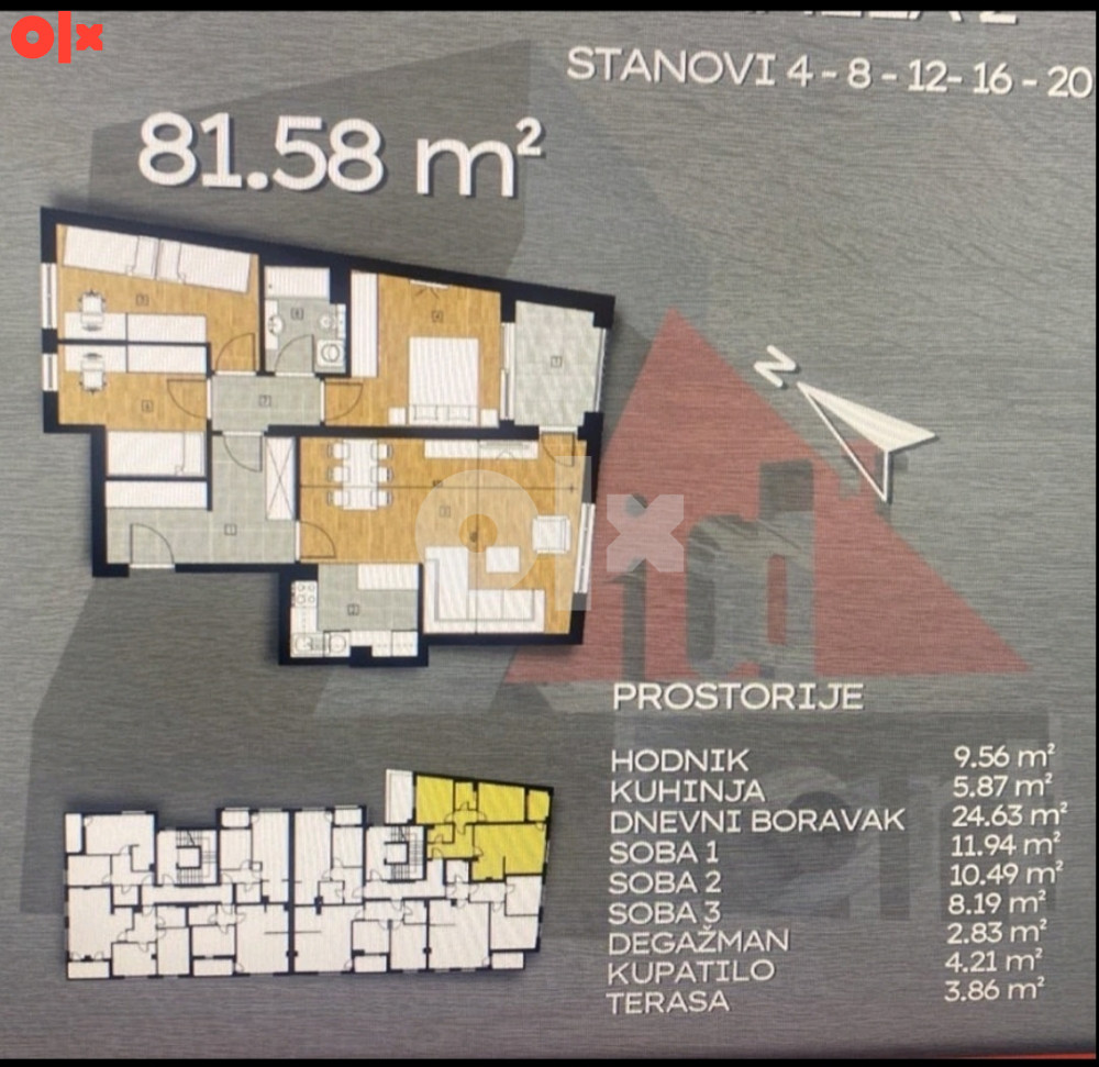 ČETVEROSOBAN STAN, 81.58m2, KOD TROPIKA-BUDZAK