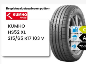 215/65 R 17 103V XL KUMHO HS52