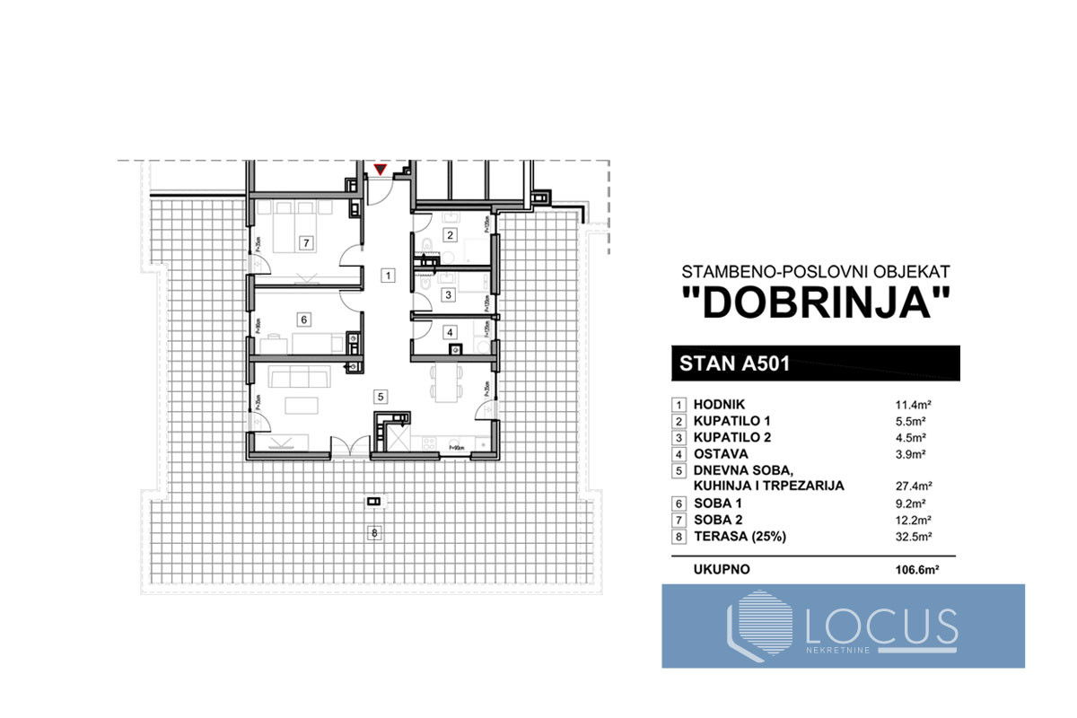 NOVOGRADNJA DOBRINJA:Trosoban USELJIV stan 17