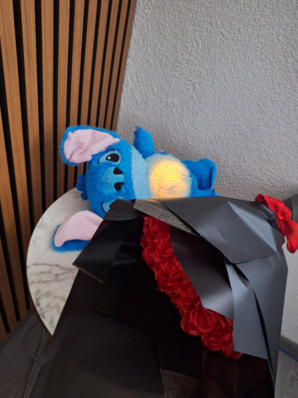 POKLON BUKET RUZA I STITCH KOJI DISE RODJENDAN GODISNJICA
