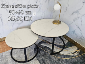 Stol keramička ploča + metalne noge - 80+60 cm