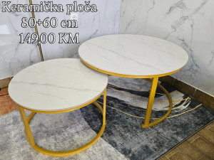 Stol keramička ploča + metalne noge - 80+60 cm