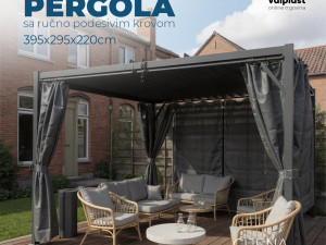 PERGOLA 295395 12m2 sa ručno podesivim krovom 395x295x220cm