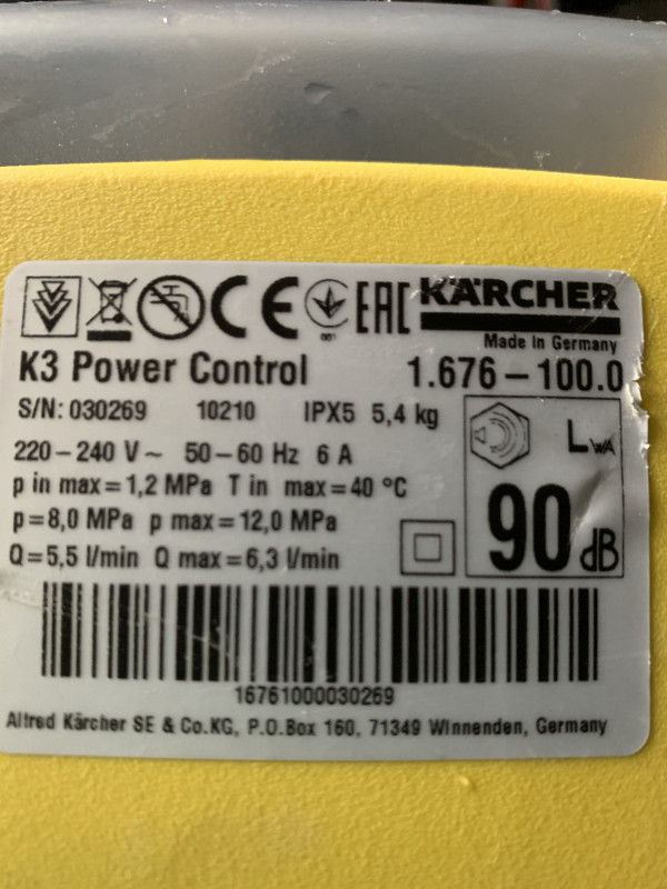 Karcher K3 power control