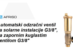 Automatski odzračni ventil za solarne instalacije G3/8"AFRISO