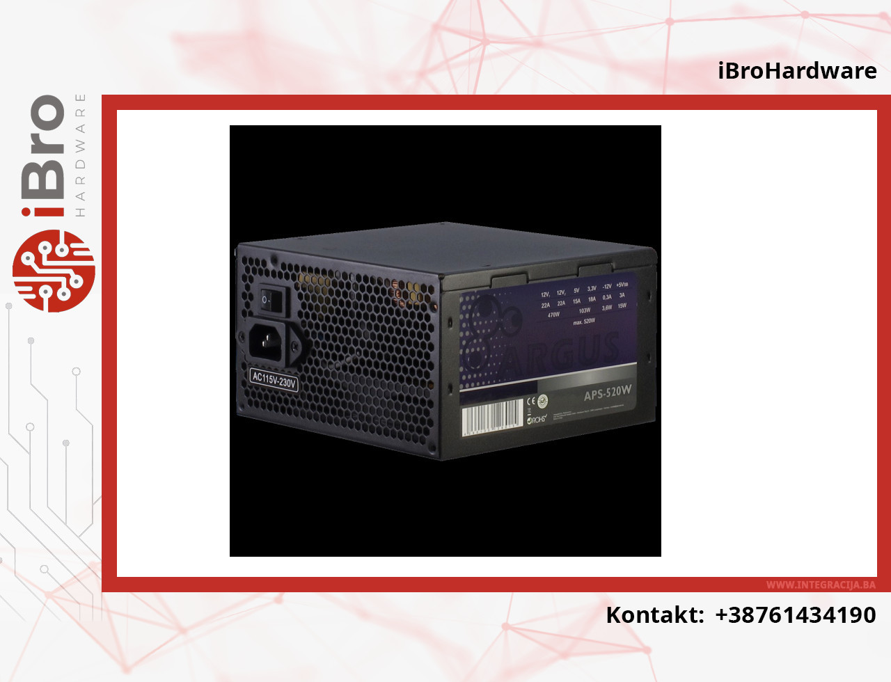 Inter-Tech Napojna jednica za PC, ATX, 520W - Argus APS-520W