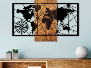 Ukrasni drveni zidni dodatak Karta svijeta 3-M