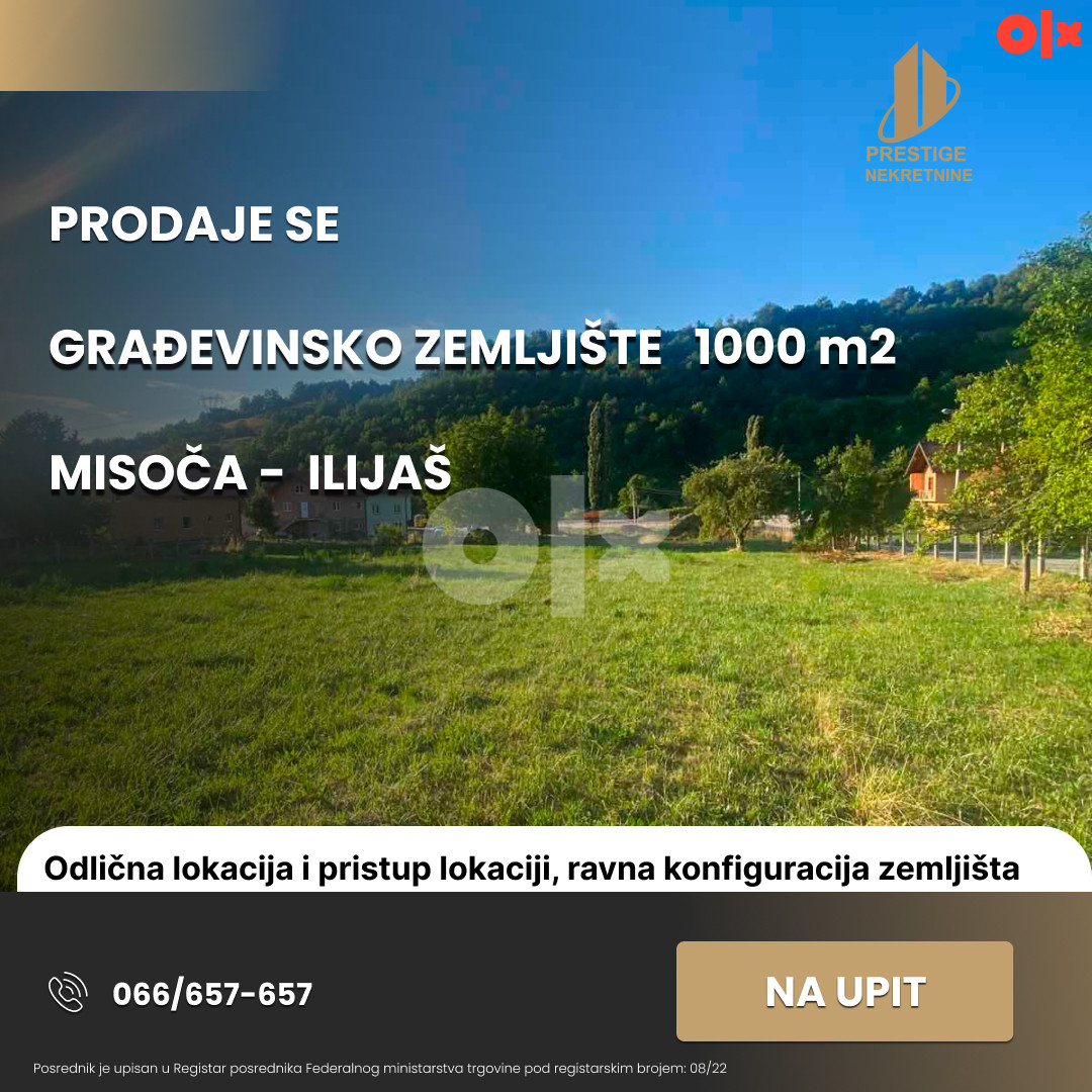 Zemljište 1000m2  - Misoča/Ilijaš - građevinsko