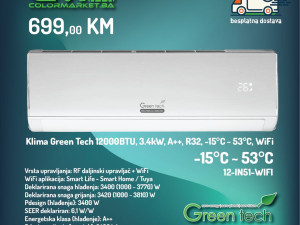 Klima Green Tech 12000BTU, 3.4kW, A++