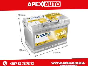 Akumulator VARTA 70Ah/760A 12V Start&Stop AGM D+