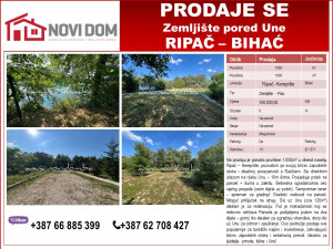 PRODAJE SE - Zemljište pored Une - RIPAČ - BIHAĆ