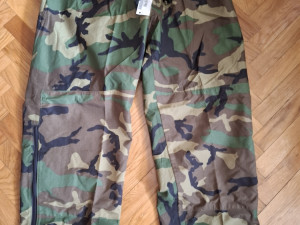 US ARMY Goretex ECWCS pantalone Woodland camo, Large Regular Nove