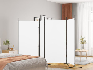 Sobna pregrada s 4 panela bijela 346 x 180 cm od tkanine 350262