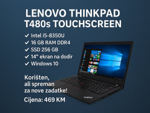 Laptop Lenovo ThinkPad T480s - i5/16GB/256GB/14" FHD TOUCH