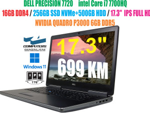 LAPTOP DELL i7 7700 HQ /NVIDIA P3000 6GB DDR5/ 17.3" FHD IPS