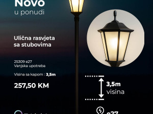 Ulična rasvjeta sa stubovima (E27) 3,5 m VISINA