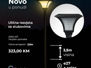Ulična rasvjeta sa stubovima LED + SOLAR 3,5 m VISINA