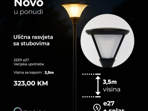 Ulična rasvjeta sa stubovima LED + SOLAR 3,5 m VISINA