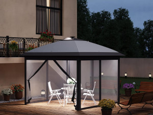 Brzo sklopivi šator/gazebo sa LED svjetlom i solarnim panelom