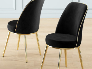 Set stolica (2 komada) Pefa - Crna, Zlatna