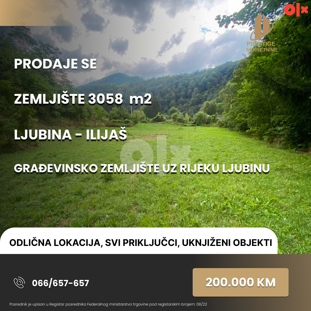 Građevinsko zemljište 3058m2 - Ljubina - Ilijaš