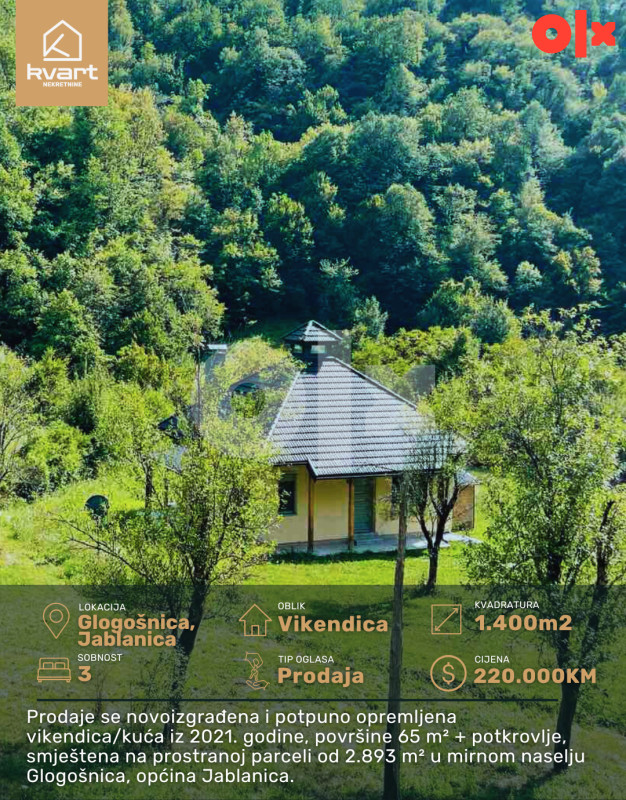 Kuća Jablanica (Glogošnica) - 2893 m2 | Kvart Nekretnine