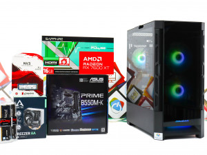 Gaming PC Cougar Duoface 24B; R5 5600X RX 7600 XT 1TB 16GB DOPER