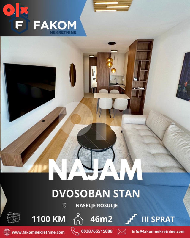 Iznajmljuje se lux namješten dvosoban stan u blizini TC Delta