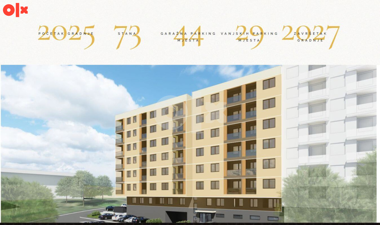 Trosobni stanovi u izgradnji (ostvari povrat PDVa) 50m2-70m2