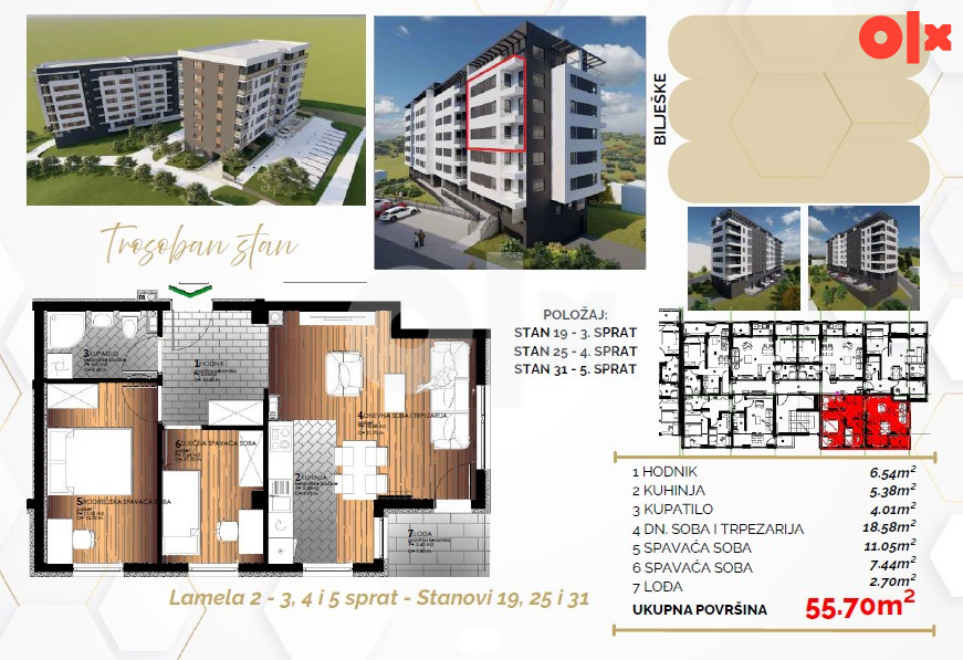 Trosoban stan 55m2 Starčevica Banja Luka - KOMPENZACIJA 6
