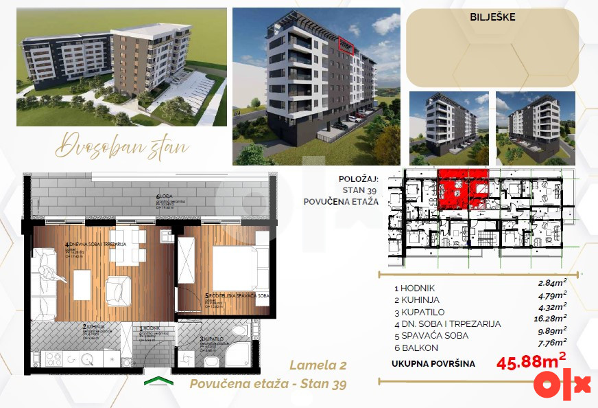 Dvosoban stan 46m2 Starčevica Banja Luka - PANORAMSKI POGLED 6