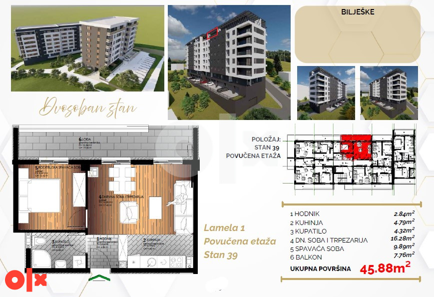 Dvosoban stan 46m2 Starčevica Banja Luka - PANORAMSKI POGLED 7