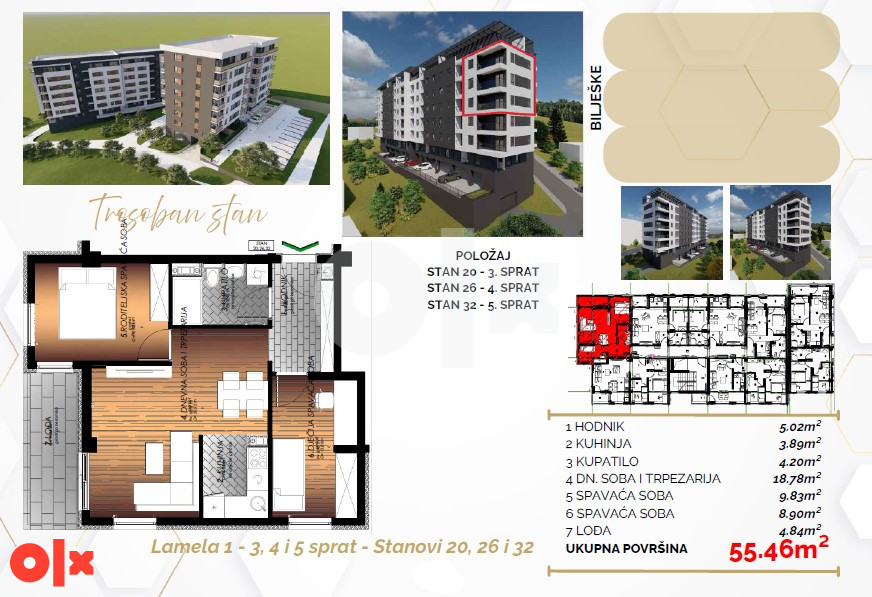 Trosoban stan 55m2 Starčevica Banja Luka - PANORAMSKI POGLED 7